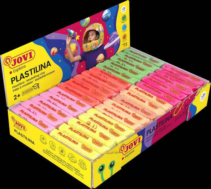 Actual product image Jovi Plastilina display, modelling clay, assorted fluorescent colours, 30 x 50 g (5 x 6 colours)