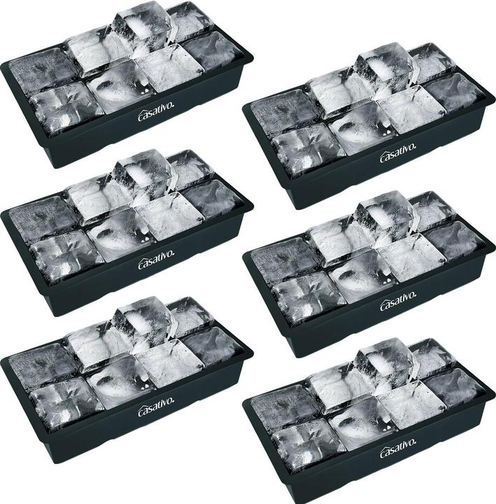 Image du produit Casativo Lot de 6 moules à glaçons XXL en silicone 8 compartiments, 5 x 5 cm, pour 1 litre