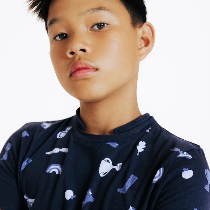 Produktbild Fouganza Reit-Poloshirt Magic kurzarm Kinder Print blau (10, 11, 12)