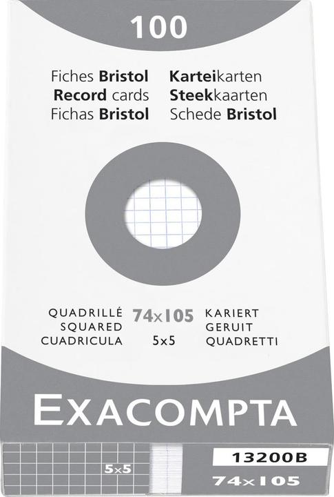 Immagine prodotto Exacompta Schede quadrate bianche, 100 (A7, 205 g/m², 100 x)