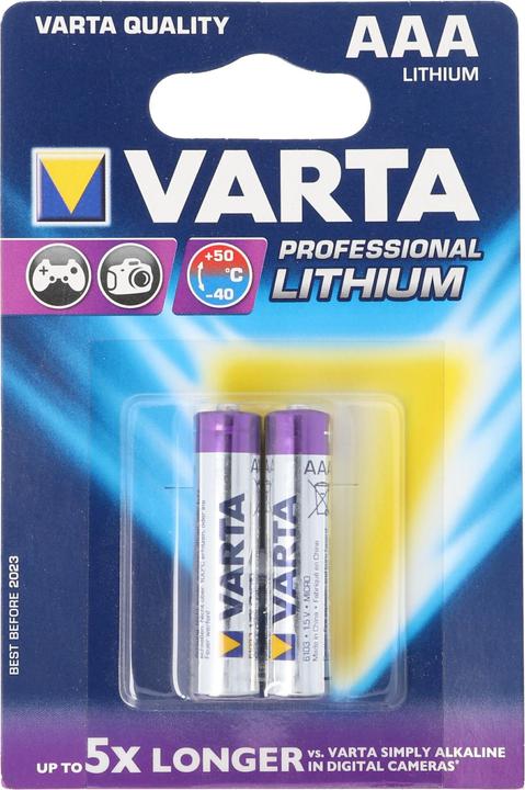 Produktbild Varta Lithium Batterie AAA, Micro, FR03, 6103, Ultra Lithium, 1,5V (2 Stk., AAA, 1100 mAh)