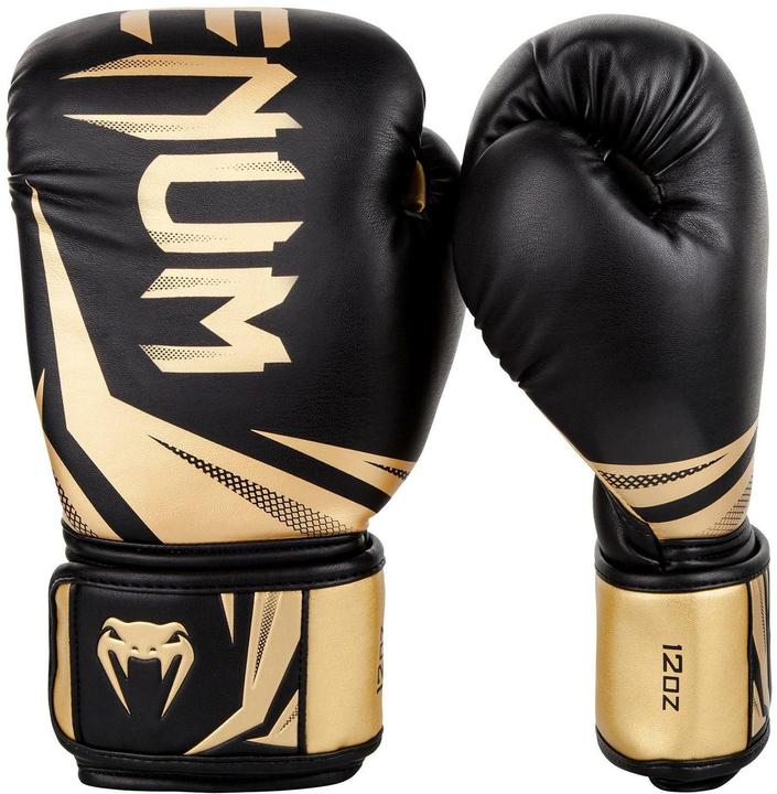 Venum Challenger 3.0 Boxing Gloves - Black/Gold (16 OZ, One Size)