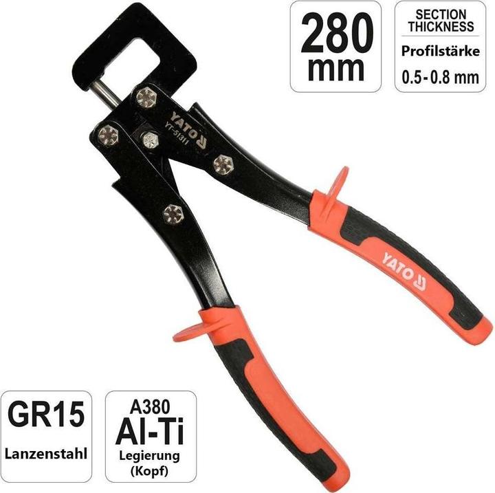 Actual product image Yato Profile pliers 280 mm type Compound pliers Dry construction Connecting metal profiles Studwork (280 mm)