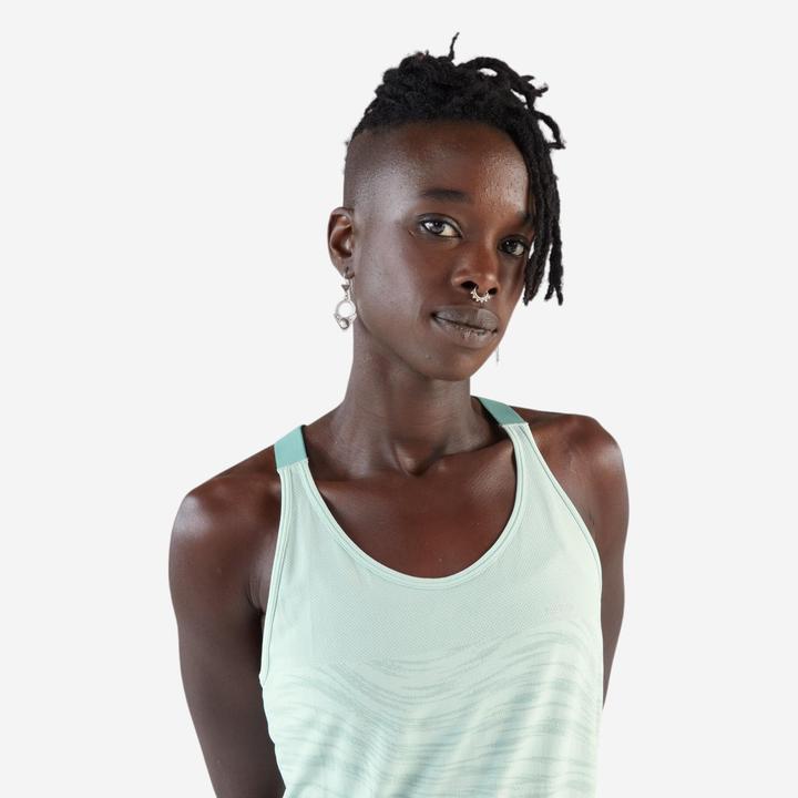 Produktbild Kiprun Run 500 women's running tank top with built-in bra - green (L)