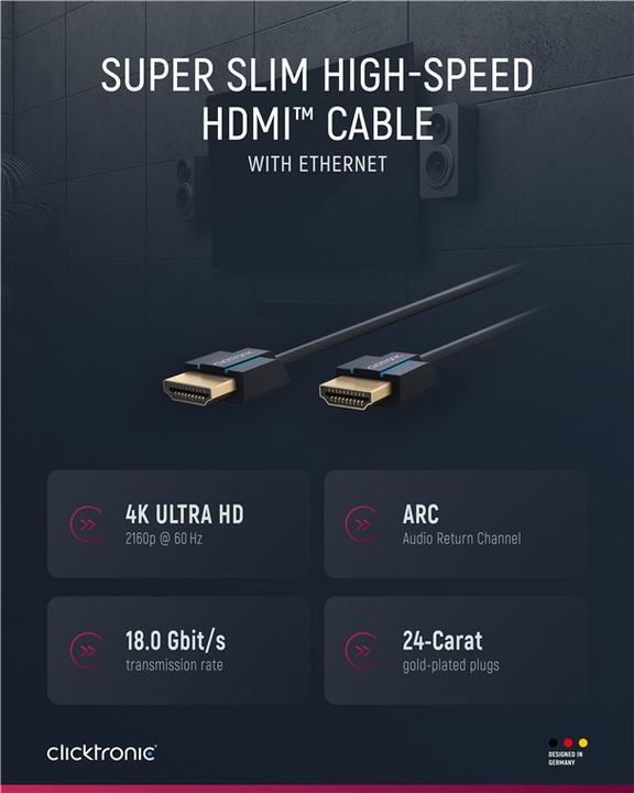 Actual product image clicktronic HDMI (Typ A) — HDMI (Typ A) (1 m, HDMI)