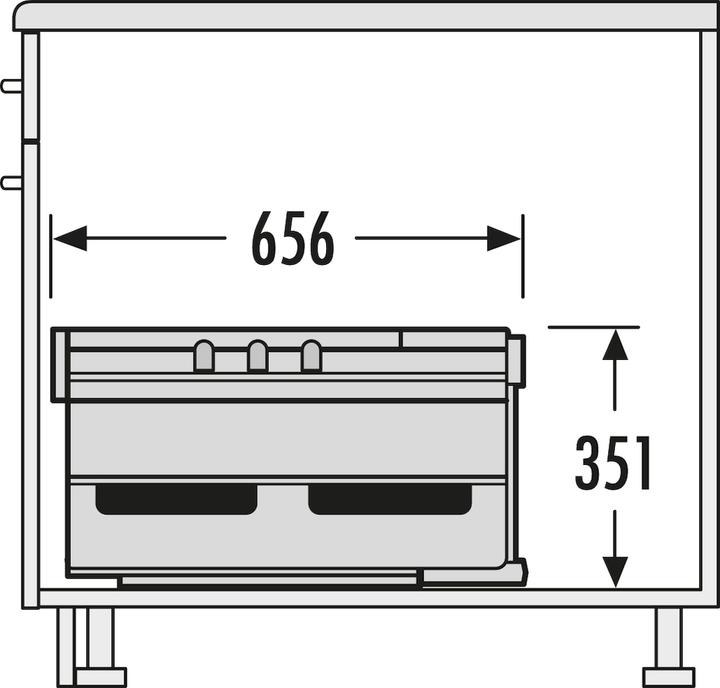Actual product image Hailo Waste bin Rondo 3645121 Corner waste bin 2 compartments for 90x90 corner base unit 2x 18 litres (36 l)