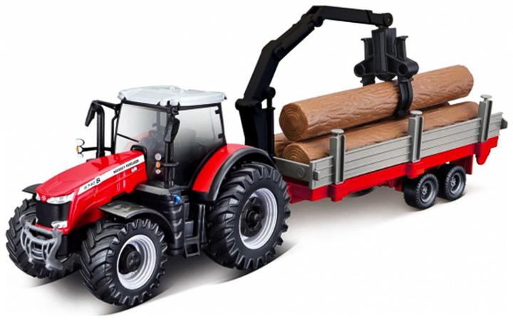 Image du produit Bburago 18/31659 Massey Ferguson 8740S tractor Official scale 1:32 metal with loader and tree trunks