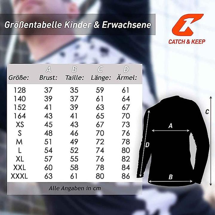 Produktbild Catch & Keep Trikot Protection Torwarttrikot Gr. 140 Weiss-Schwarz Fussball Torwart Shirt Oberteil (140)