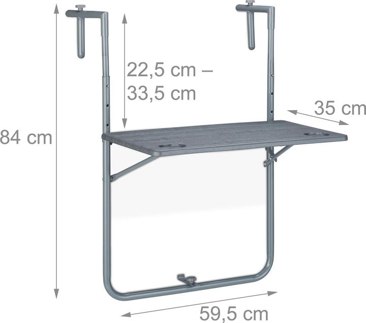Produktbild Relaxdays Balkonhängetisch (59.50 cm)