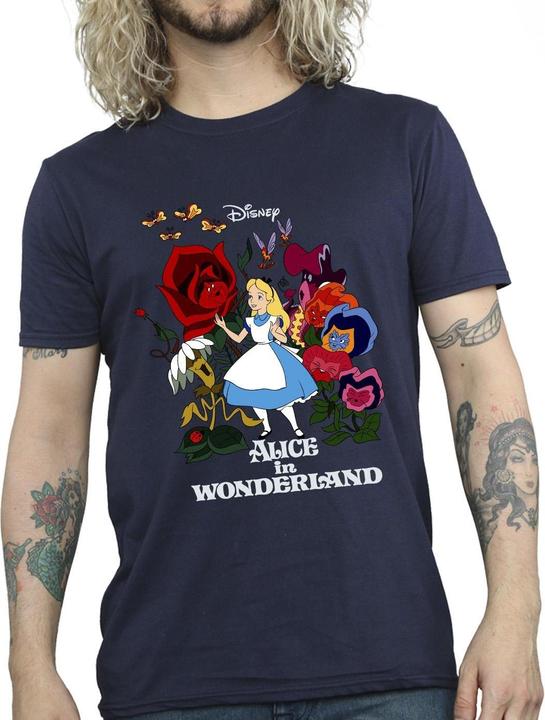 Actual product image Disney Mens Alice In Wonderland Flowers T-Shirt (L)