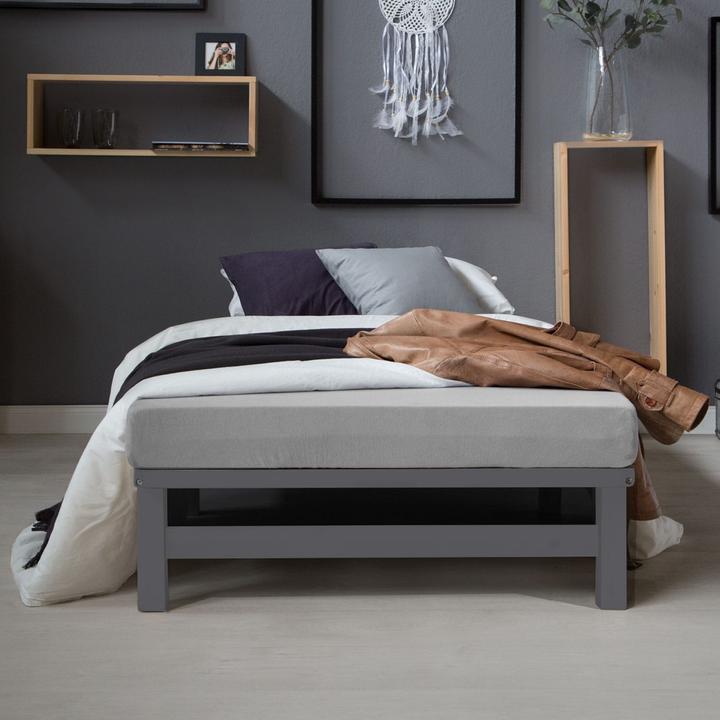 Image du produit Jamb Lit en bois de palette 90x200cm bois massif blanc (90 x 200 cm)