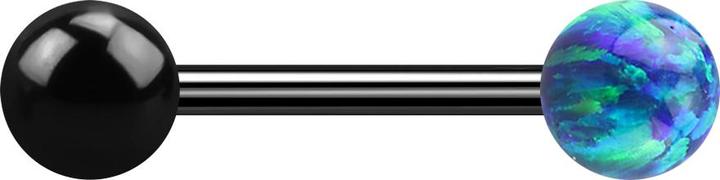 Actual product image Star Piercing Barbell black with ball and ball opal blue (Surgical steel 316L, without brass)