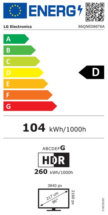 Label énergétique LG 86QNED86T6A (86", QNED86, QNED, 4K, 2024)