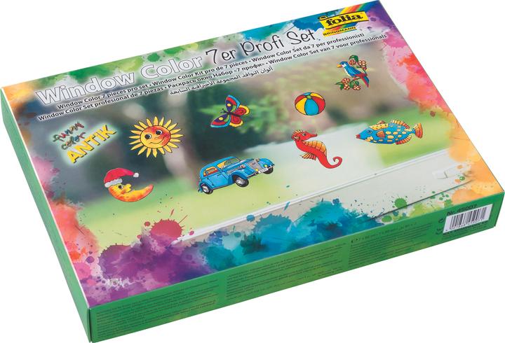 Actual product image Folia Window Color Set Funny Color Antique Professional Set 7 pieces (Multicoloured, 560 ml)