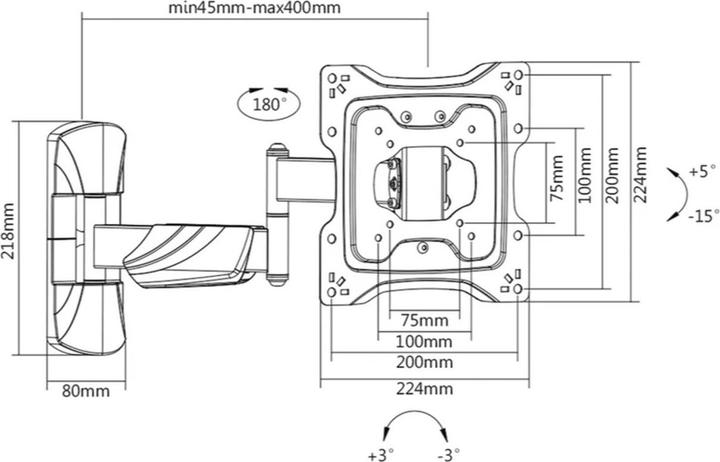 Immagine prodotto Value Braccio per monitor, montaggio a parete (Muro, 42", 25 kg)