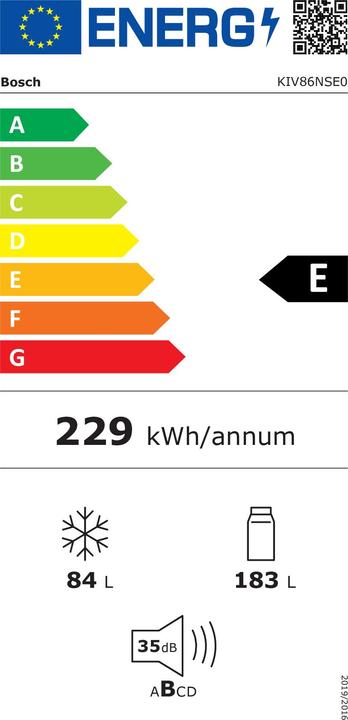 Energie-Label Bosch Hausgeräte Set of built-in/under Fridge and accessory, KIV86NSE0 + KSZ10010, KGH86NSE0 (267 l)