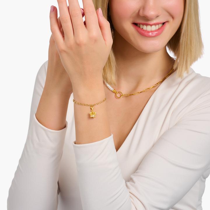 Produktbild Thomas Sabo Charm-Anhänger LONDON Krone mit weissen Steinen vergoldet (925er Silber)