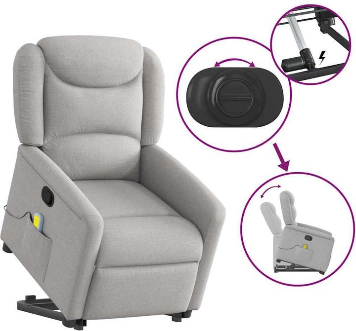 Produktbild VidaXL Massagesessel mit Aufstehhilfe Wolkengrau Stoff