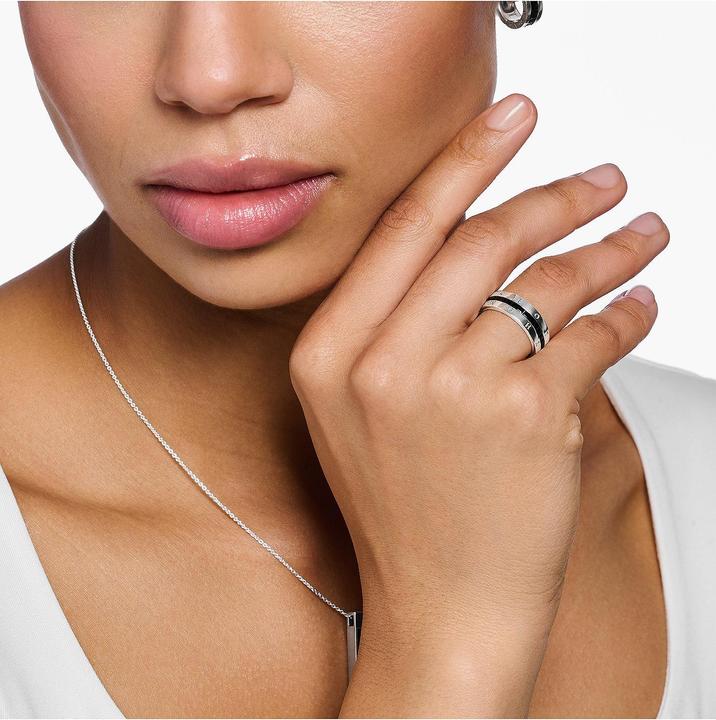 Actual product image Thomas Sabo Band Ring with Black Stones Pavé Silver (56, 925 Silver)