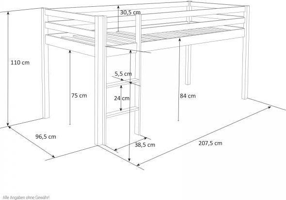 Produktbild Homestyle4u Kinderbett Hochbett Spielbett (90 x 200 cm)
