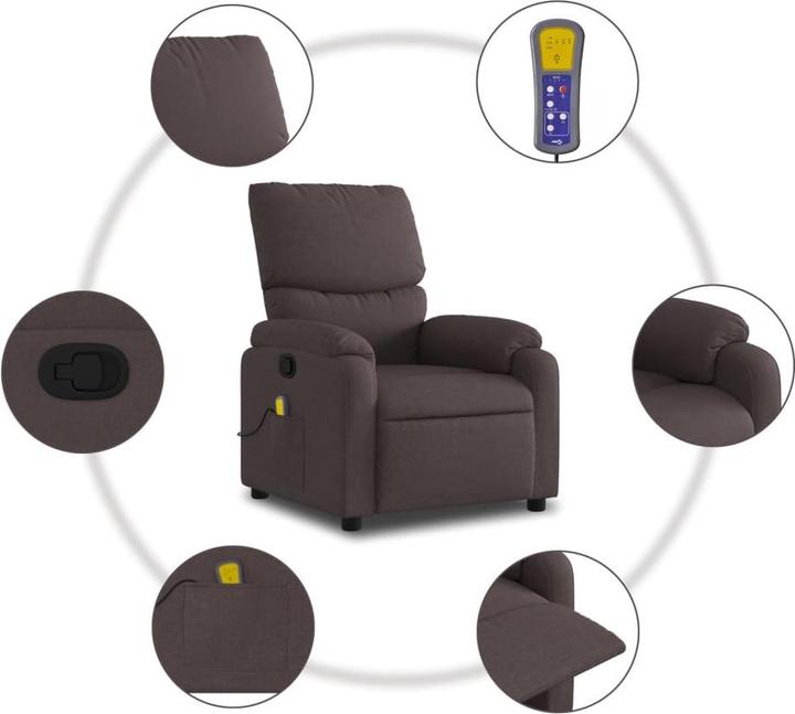 Produktbild VidaXL Massagesessel Dunkelbraun Stoff,Farbe: Dunkelbraun,Material