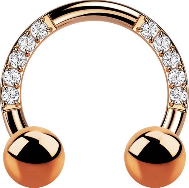 Produktbild Star Piercing Micro Circular Barbell rosegold Kristalle mit zwei Kugeln (Titan G23, ohne Messing)