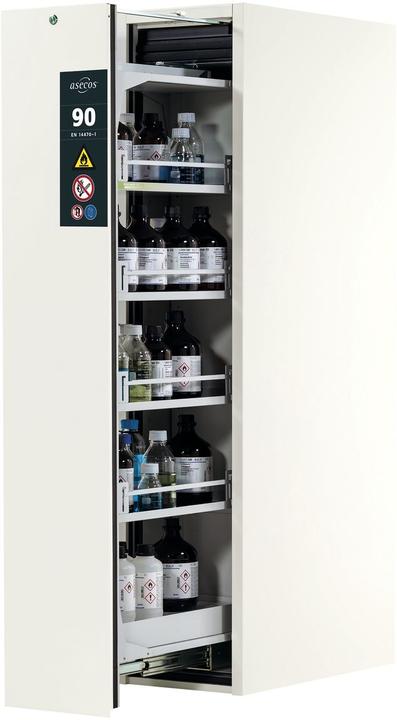 Actual product image asecos Type 90 fire resistant vertical pull-out cabinet, 1 drawer, 4 shelves (44.90 cm, 196.60 cm)