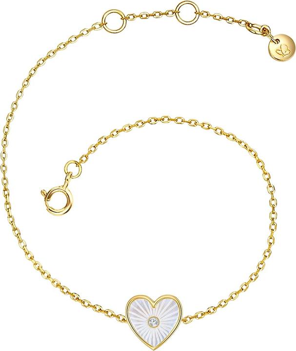 Glanzstücke München Damen Herz Sterling Silber Zirkonia Perlmutt gelbgold - 28997 (15 cm, Sterling Silber)