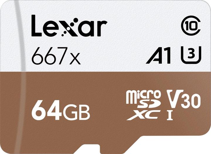 Actual product image Lexar Professional Flash memory card (SD adapter included) (64 GB, microSDXC, U3, UHS-I)