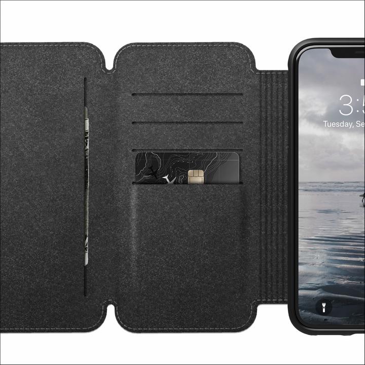 Immagine prodotto Nomad Tri-Folio in pelle robusta nera per iPhone X / Xs (Apple iPhone X, Apple iPhone XS)