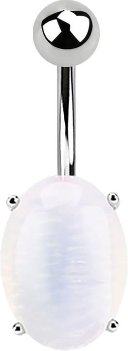 Immagine prodotto Star Piercing Banana in argento con pietra iridescente ovale (Mnerale, senza ottone, Acciaio chirurgico 316L)