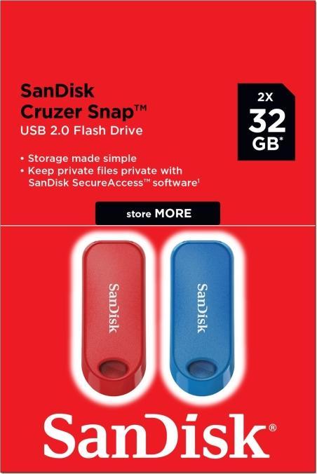 Immagine prodotto SanDisk Cruzer Snap (2-Pack) (32 GB, USB-A)