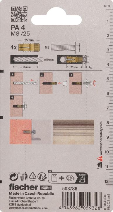 Productafbeelding Fischer Messing plug PA 4 M8/25 K (4) (4 Pcs.)