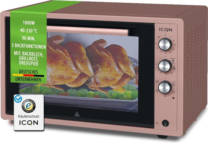 Actual product image Icqn XXL Vrijstaande Oven - 60L - Convectie Mini Oven - Hetelucht /u0026 Grillfunctie - Gemailleerde Holt