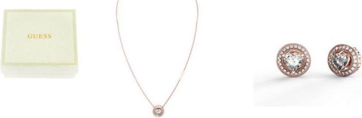 Guess Solitaire Heart Studs & Nk Bx Set (Edelstahl)