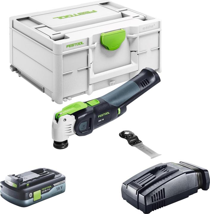 32, Bi, 1x sega oscillante a batteria Festool VECTURO OSC 18, 1x lama universale Festool USB 78, OSC, 1x Festool Systainer SYS3 M 187, 1x Festool BP 18 Li 4.0 HPC-ASI batteria 18 V 4.0 Ah, 1x Festool SCA 16 caricatore rapido 10.8 V - 18 V 16 A