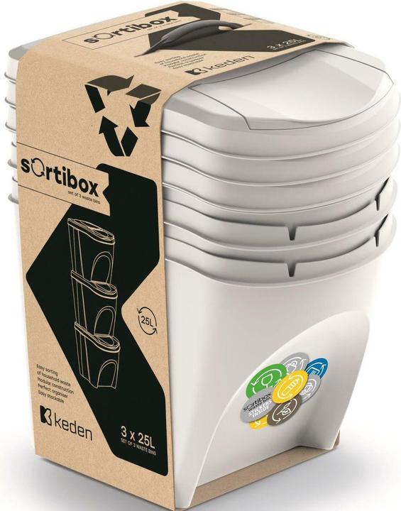 Immagine prodotto GCS Cestino Keden Sortibox 25L Set 3 - Grigio (25 l)