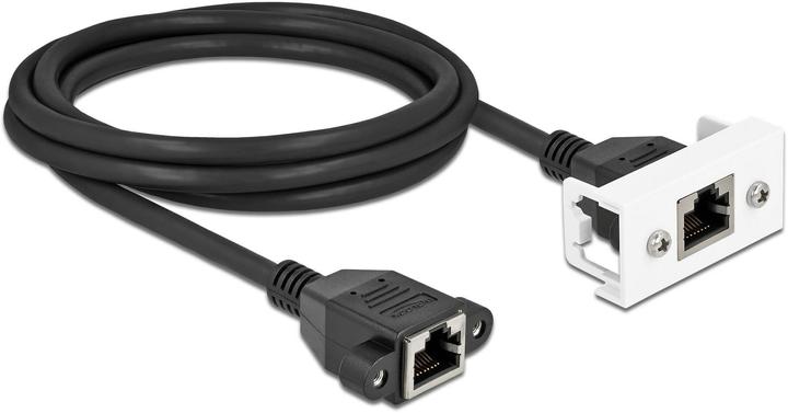Image du produit Delock Rallonge réseau pour module Easy 45 S/FTP RJ45 femelle à RJ45 femelle Cat.6A 2 m noir (S/FTP, CAT6a, 2 m)