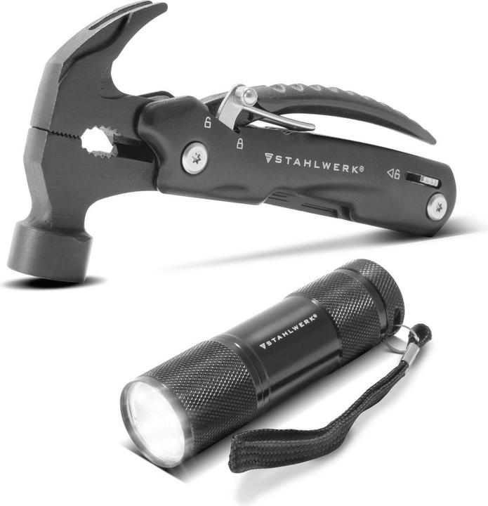 Produktbild Stahlwerk Multitool 12 Tools Taschenmesser Multifunktionswerkzeug Taschenlampe (12 Funktionen)