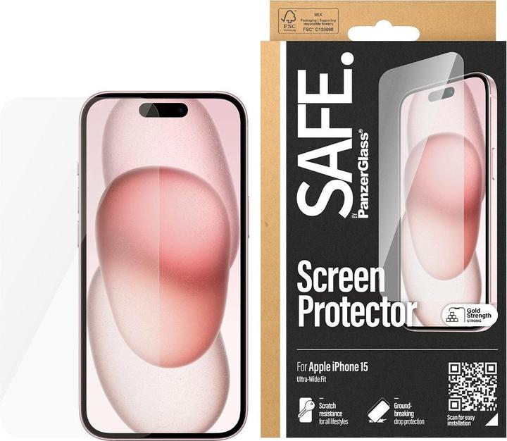 Actual product image PanzerGlass SAFE. Screen Protector Ultra-Wide Fit (1 Piece, Apple iPhone 15)
