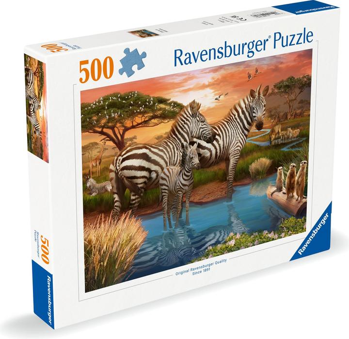 Actual product image Ravensburger Zebras at the waterhole (500 pieces)