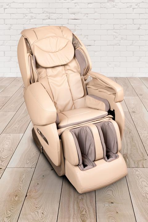 Produktbild PureHaven Massage-Sessel Knet- und Klopfmassage Heizfunktion Bluetooth USB Sprachsteuerung beige PU-