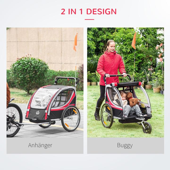 Immagine prodotto Homcom Rimorchio per bicicletta per bambini con borsa per riporre i bagagli