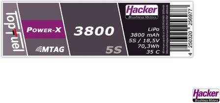 Actual product image Hacker LiPo Pack TF Power-X 3800-5S MTAG (18.50 V, 3800 mAh)