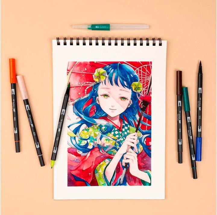 Produktbild Tombow Dual Brush Pen Etui (Pale Cherry, Redwood, Carnation, Light Blue, Light Orange, tiki teal, 6 x)