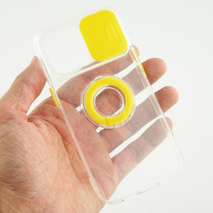Actual product image PhoneLook Coque Caméra clapet avec anneau jaune (Apple iPhone 14 Pro)