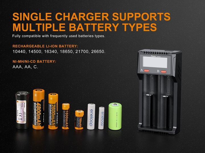 Immagine prodotto Fenix ARE-D2 (26650, AA, AAA, C, Caricabatterie senza batteria)