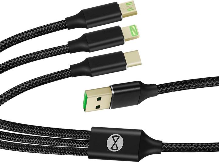 Produktbild Forever USB-A – USB-C, Lightning, USB Micro B (1.20 m, USB 3.2 Gen 2)