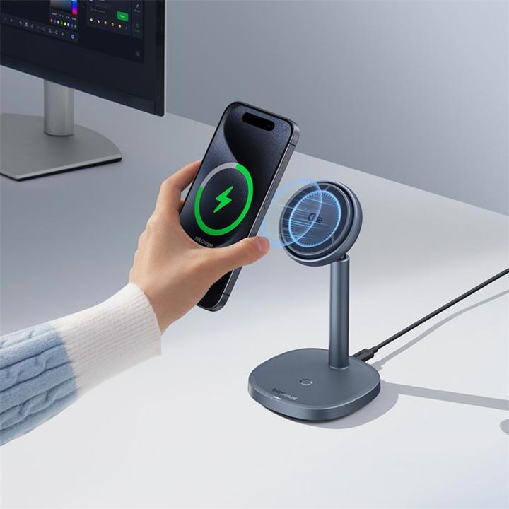 Actual product image Baseus Inductive Charger Stand Orbit 2 Pro Qi2 20W (gray) (20 W)