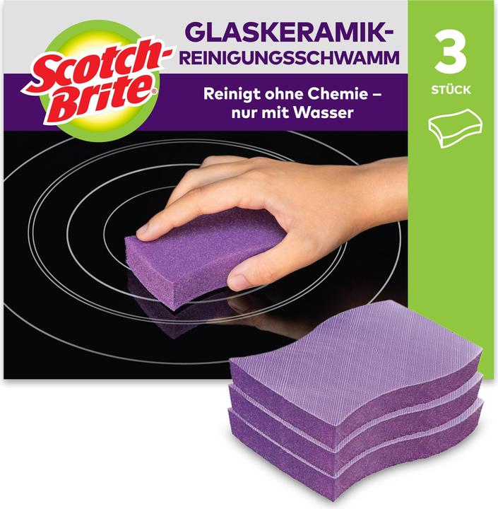 Image du produit Scotch-Brite Éponge de nettoyage pour vitrocéramique (3 pcs)